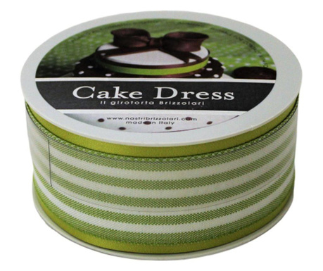 Banda decorativa textila Cake Dress, pentru torturi si prajituri, 4.5cm x 10m, Double Stripes, verde