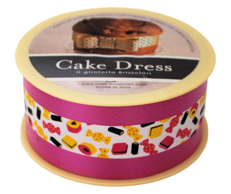 Banda decorativa Cake Dress, pentru torturi si prajituri, 4.5cm x 20m, Candy Roz