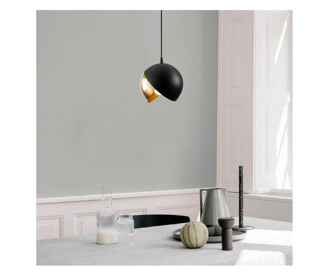 Lustra Sheen, Berceste One Black Gold Round, metal, max. 100 W, E27, negru/galben auriu, 20x20x114 cm