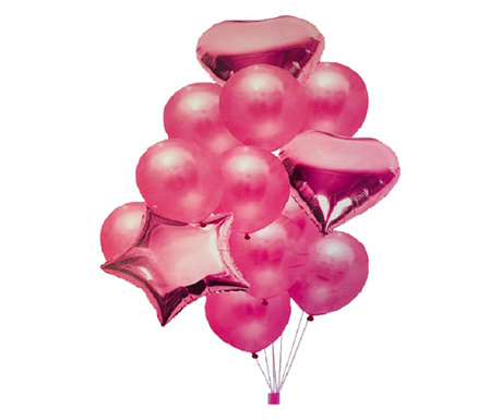 Set 10 baloane din folie si latex, roz , 20-30 cm