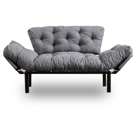 Canapea extensibila cu 2 locuri Futon, Nitta Grey, gri, 85x155x73 cm
