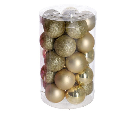 Set 25 globuri de Craciun Vacchetti, plastic, auriu