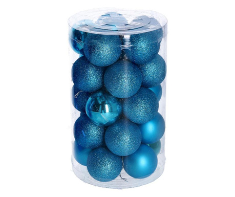 Set 25 globuri de Craciun Vacchetti, plastic, albastru deschis