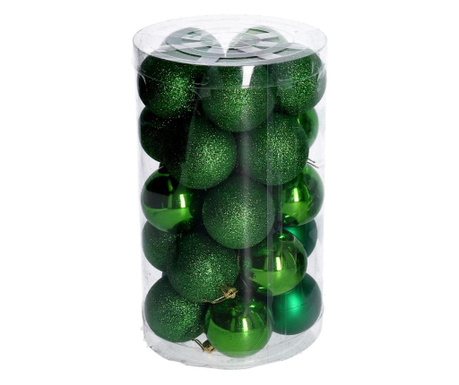 Set 25 globuri de Craciun Vacchetti, plastic, verde