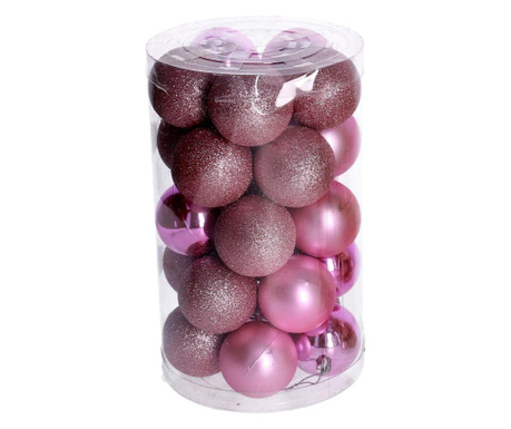 Set 25 globuri de Craciun Vacchetti, plastic, roz