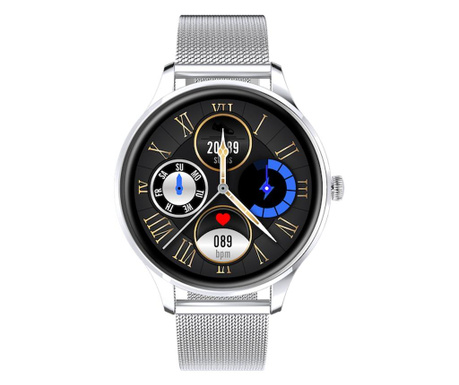 Ceas Smartwatch TND Wear Trend, Oxygen Monitor, Ritm Cardiac, IP67, silver