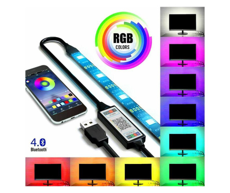 Banda LED RGB SMD5050, 5 metri,  cu aplicație pentru smartphone pentru iluminare ambientala