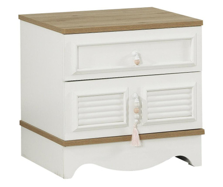 Нощно шкафче с две чекмеджета Sani Luna, Бяло