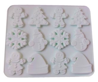 Forma silicon pentru prajituri, 12 cavitati, Sarbatori de iarna, 152COF