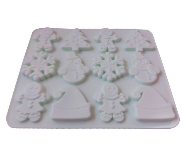 Forma silicon pentru prajituri, 12 cavitati, Sarbatori de iarna, 152COF