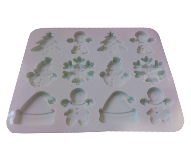 Forma silicon pentru prajituri, 12 cavitati, Sarbatori de iarna, 152COF