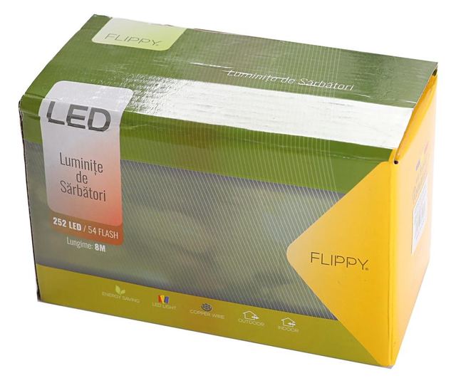 Instalatie de Craciun Premium Flippy® Tip Franjuri cu Flash 8 m 252 LED-uri Alb Cald 2096WW Interconectabila