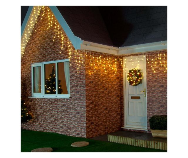 Instalatie de Craciun Premium Flippy® Tip Franjuri cu Flash 8 m 252 LED-uri Alb Cald 2096WW Interconectabila