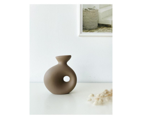 Vaza Oyo Concept, Delta, ceramica, 14x7x16 cm, maro deschis
