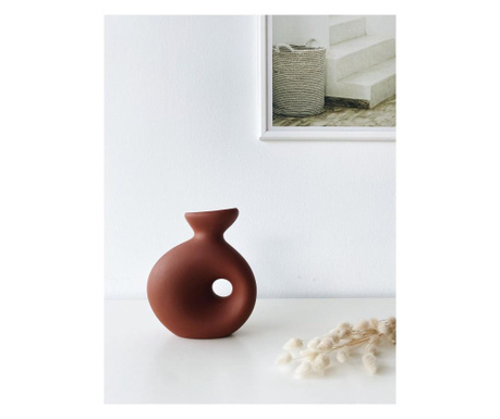Vaza Oyo Concept, Delta, ceramica, 14x7x16 cm, rosu