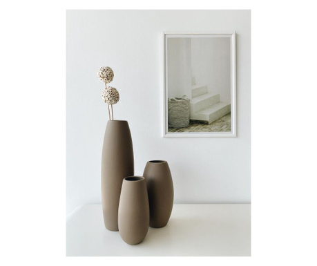 Vaza Oyo Concept, Roll, ceramica, 11x11x38 cm, maro deschis