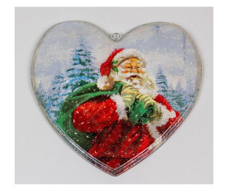 Decoratiune inima handmade Craciun,lemn, 21x20 cm
