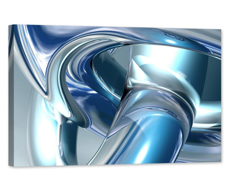 Tablou luminos in intuneric, GlowforHome,  Fundal albastru abstract 3D , 90 cm x 60 cm