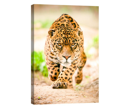 Tablou luminos in intuneric, GlowforHome, jaguar in miscare, 90x60 cm