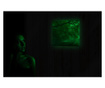 Tablou luminos in intuneric, GlowforHome, Drum prin padure in ceata cu silueta umana si copaci multicolori toamna, 60 cm x 60 cm