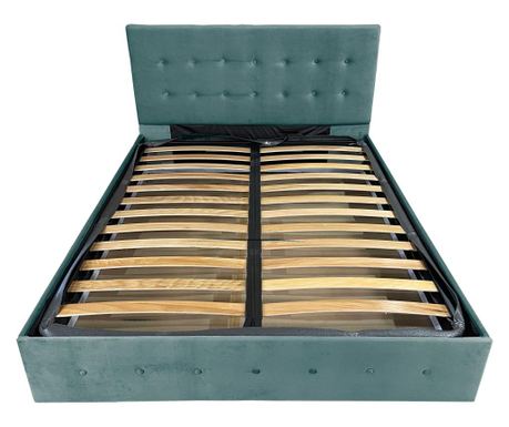 Pat dublu cu somiera, Beds Place, Atena, Velvet Verde 75, 180x200 cm, H 105 cm