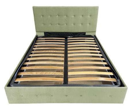 Pat dublu cu somiera, Beds Place, Atena, Velvet Verde 34, 180x200 cm, H 105 cm