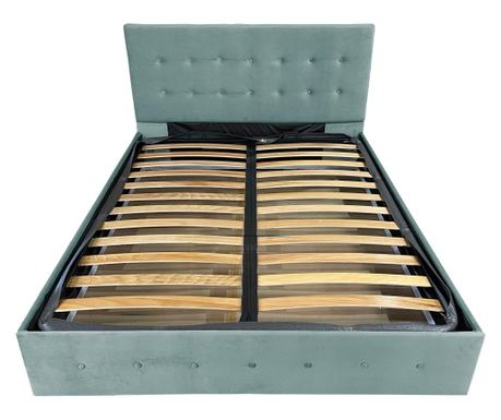 Pat dublu cu somiera, Beds Place, Atena, Velvet Verde 72, 140x200 cm, H 105 cm