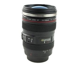 Cana in forma de obiectiv foto, Gonga® Negru 330 ml