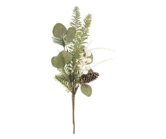 Creanga artificiala brad cu bobite albe, 50 cm