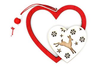 Karácsonyi dekoráció piros-fehér szívecskék