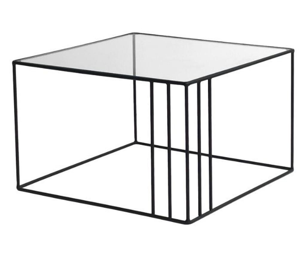 Masuta de cafea Neostill, Outline, sticla temperata, 55x55x36 cm, transparent/negru