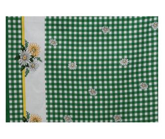 Fata de masa pentru 4 persoane, carouri verzi cu flori, bumbac 100%, 150x150 cm, multicolor Sofi 150 x 150