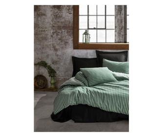 Lenjerie de pat dublu King Premium Cottonbox, bumbac satinat cu fibra de bambus  Bamboo Green