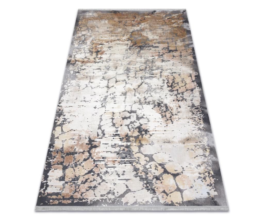 Covor LUCE 74 modern Pavaj caramida vintage - structural gri / mustar 154x220 cm  154x220 cm