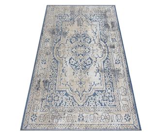 Covor Structural SOLE D3871 Ornament, cadru - tesute plate albastru / bej 80x250 cm  80x250 cm