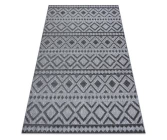 Килим Structural SOLE D3852 БОХО диаманти - плоски тъкани сив 80x250 cm  80x250 см