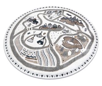Covor FUN Land pentru copii, satul, strazi, cerc - crema cerc 120 cm  κύκλος 120 cm
