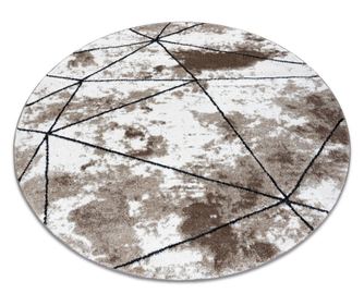 Modern COZY szőnyeg Polygons Kör, Geometriai, háromszögek - Structural két szintű gyapjú barna kerék 120 cm κύκλος 120 cm
