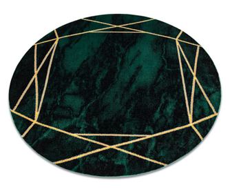 Koberec kulatý EMERALD výhradní 1022 glamour, stylový mramor, geometrický lahvově zelená / zlato kruh 160 cm  κύκλος 160 cm