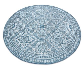 Koberec SISAL LOFT 21193 BOHO slonová kost/stříbrný/modrý kruh 120 cm  P120 cm