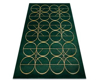 изключителен EMERALD килим 1010 блясък, кръгове бутилка зелена / бутилка зелена 80x150 cm  80x150 см