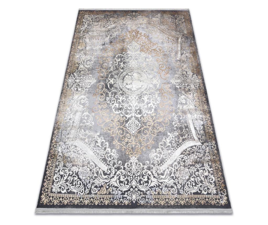 LUCE 91 Rug, Modern Vintage Ornament Distressed - Structural Gray / Mustard, 115x170 cm