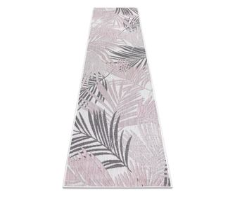 Fonott sizal szőnyeg SION Futó szőnyegek, pálmalevelek, tropikus 2837 lapos szövött ecru / rózsaszín 80x200 cm 80x200 cm