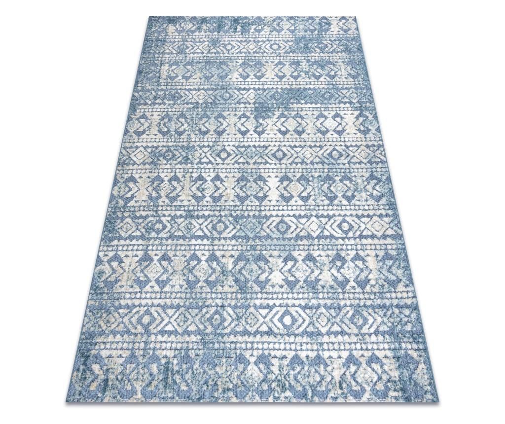 Covor Structural SOLE D3732 Aztec, caro - tesute plate albastru / bej 120x170 cm  120x170 cm