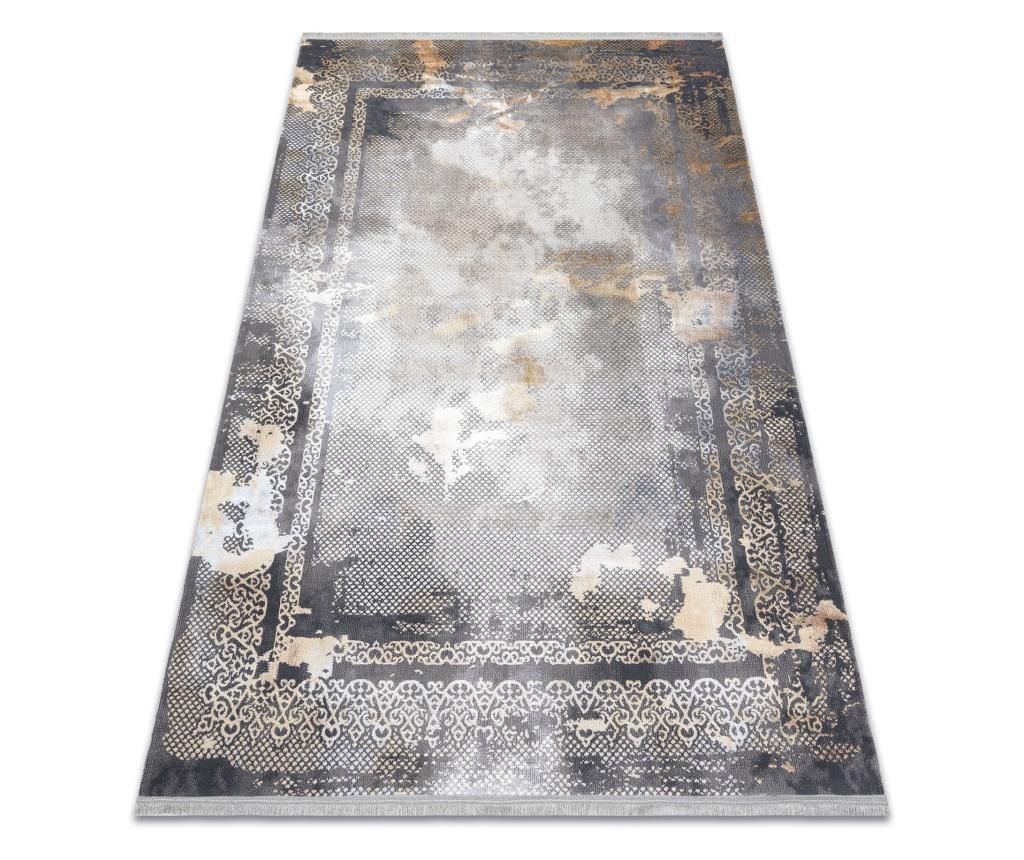 Covor LUCE 77 modern cadru vintage - structural gri / mustar 134x190 cm  134x190 cm
