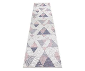 Fonott sizal szőnyeg SION Futó szőnyegek Geometriai, háromszögek 3006 lapos szövött ecru / rózsaszín 60x300 cm 60x300 cm