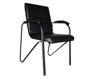 Посетителски стол Samba Chrome, екокожа, черен