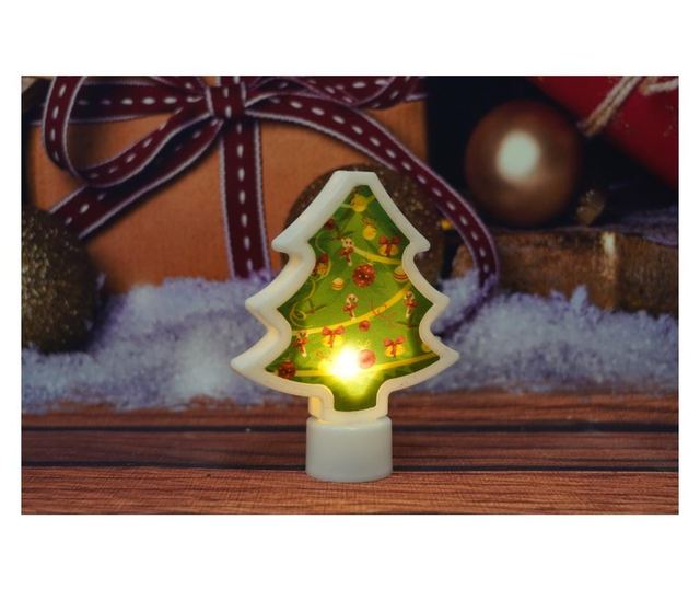 Decoratiune luminoasa 3D, Tip brad mic, cu baterii