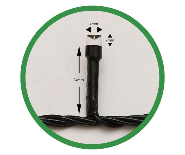 Instalatie Craciun liniara, cu transformator 31V, 10m, alb cald, 100 LED-uri V5, 8 jocuri de lumini, Fir verde, Flippy