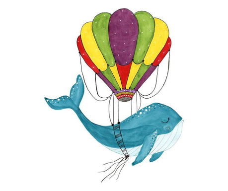 Ilustratie Art Print pentru copii ”Dreamy Whale” A3